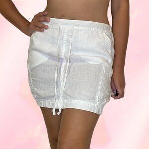 Michael Stars white linen mini cargo skirt